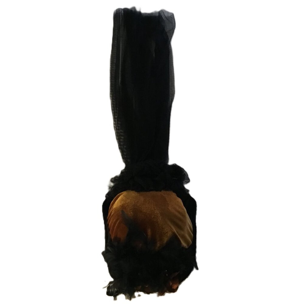 Elsie Massey Originals Victorian Touring Crushed Velvet Feathers Flowers Derby - Picture 8 of 12